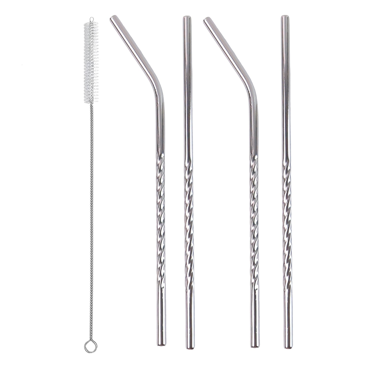 579 Set Of 4 Stainless Steel Straws  Brush (2 Straight Straws 2 Bent Straws 1 Brush) 579 Set Of 4 Stainless Steel Straws  Brush (2 Straight Straws 2 Bent Straws 1 Brush)